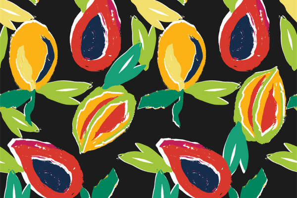 时尚芒果图案服装印花面料,夏日清新风格