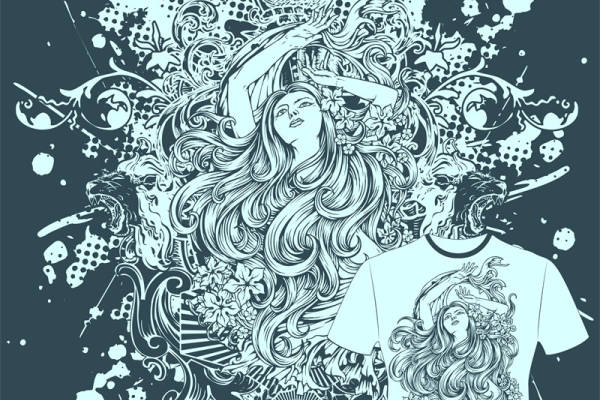 神秘女神图案服装印花：时尚与艺术的完美结合