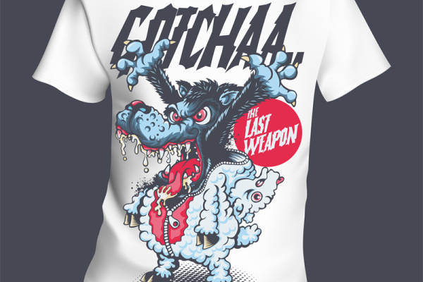 时尚街头风服装印花:哥特风格怪兽图案T恤