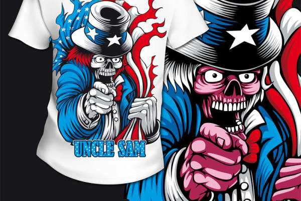 美国国旗风格骷髅服装印花：展现个性与爱国情怀