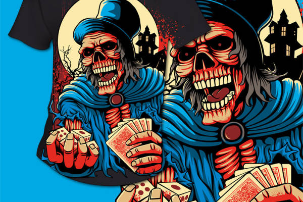 神秘骷髅牌手服装印花:恐怖与奇幻的完美融合