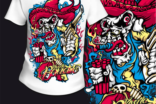 独特的街头风格骷髅头服装印花，展现个性与潮流