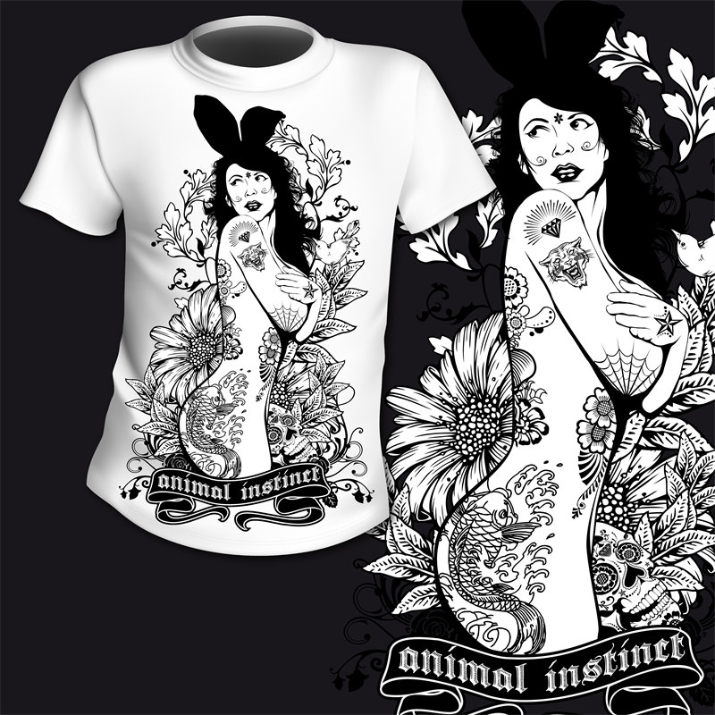 独特黑白风格动物本能面料印花服装印花设计