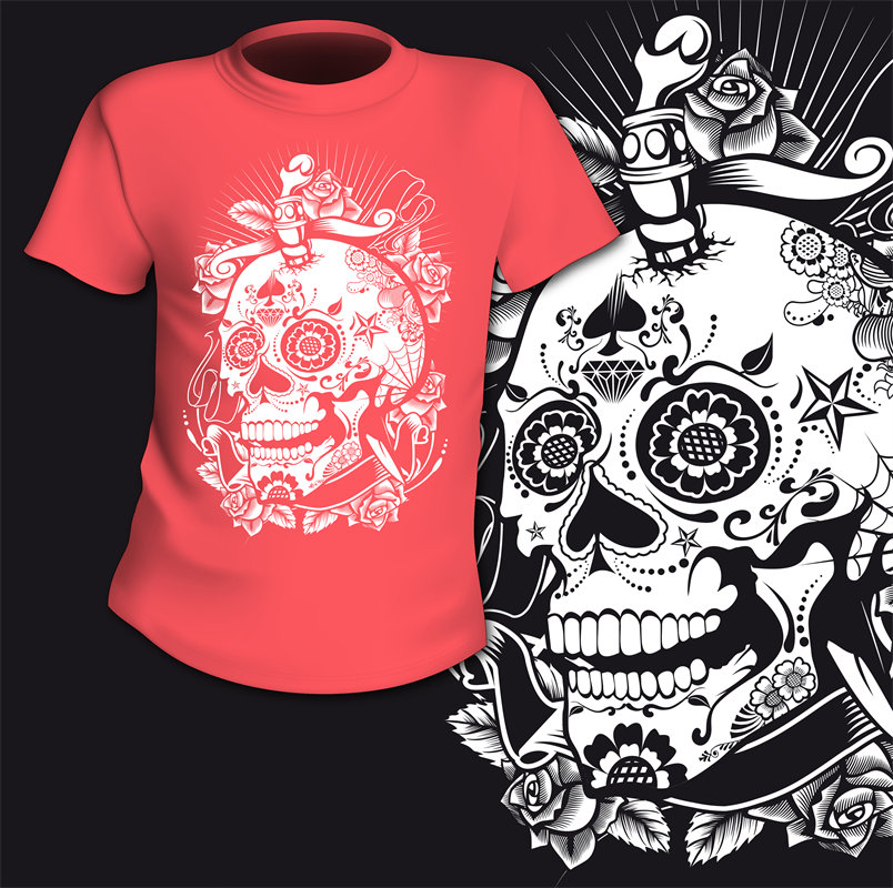 时尚骷髅头图案服装印花：潮流个性的完美展现