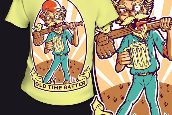 复古棒球风服装印花，展现经典老式击球手魅力