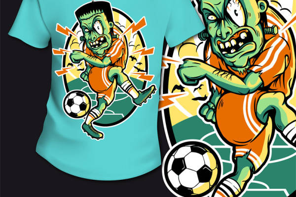 活力四射的足球主题服装印花，展现运动激情