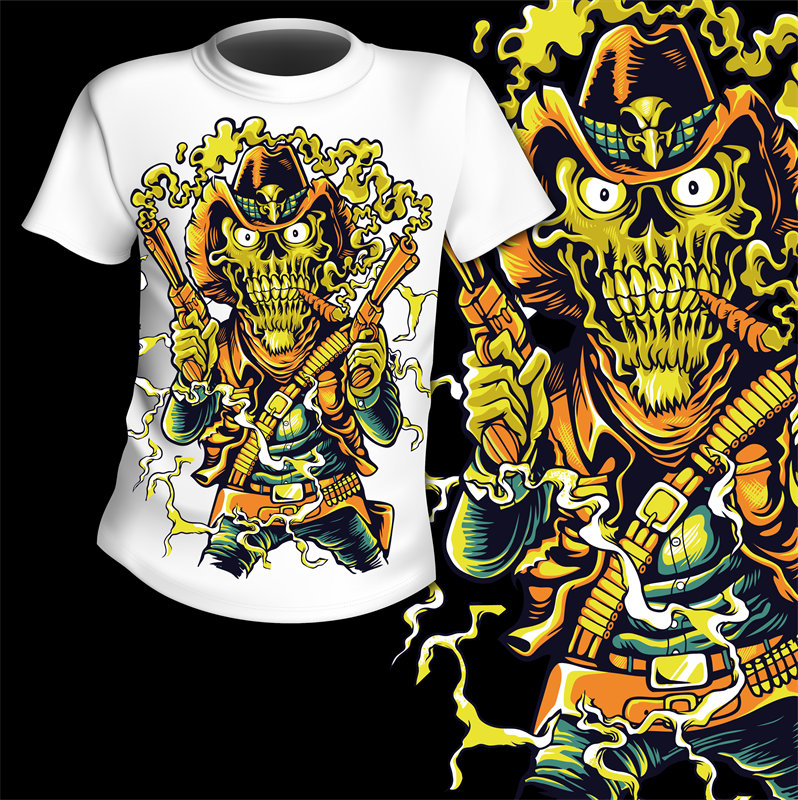 炫酷骷髅战士服装印花，展现个性与力量的完美结合
