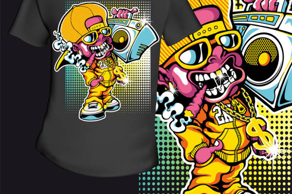 街头潮流风格服装印花：嘻哈骷髅头与音乐元素的完美结合