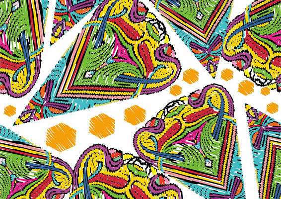 时尚多彩几何图案服装印花面料设计