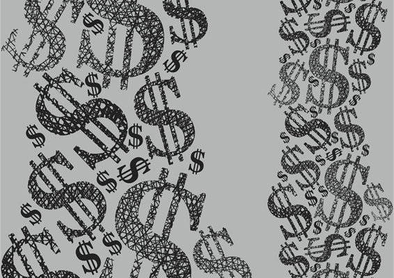 时尚前卫:黑白美元符号服装印花面料设计