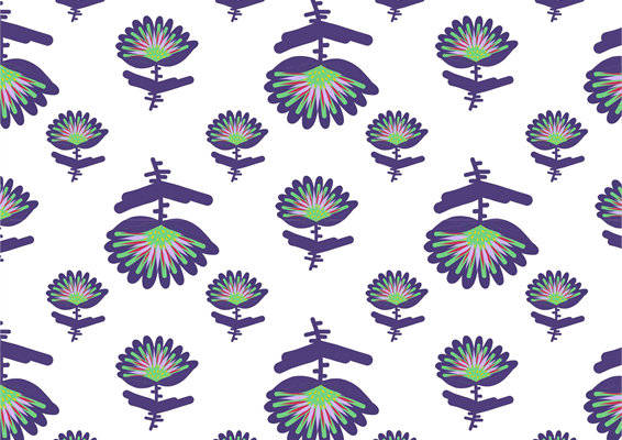 时尚紫色花卉图案服装印花面料推荐