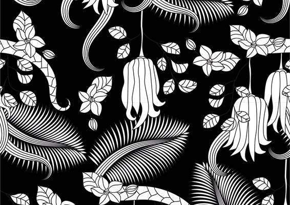 时尚黑底白花服装印花面料：优雅与自然的完美结合