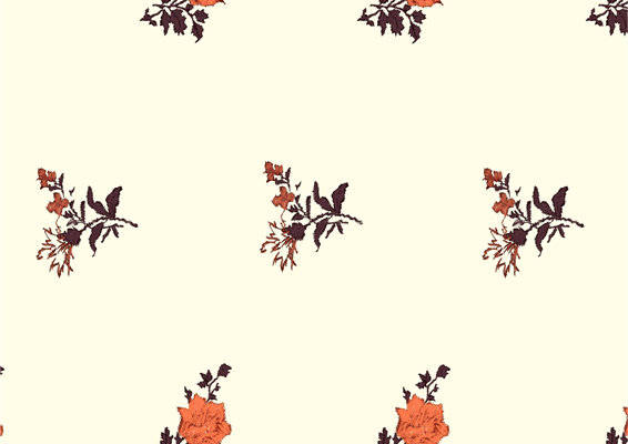 复古风格橙色玫瑰服装印花面料设计