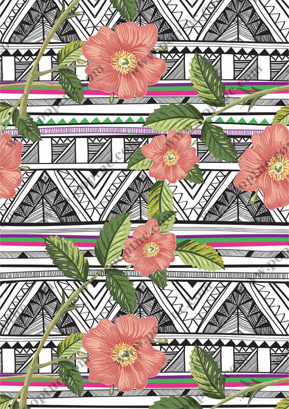 民族风情花卉图案服装印花面料设计