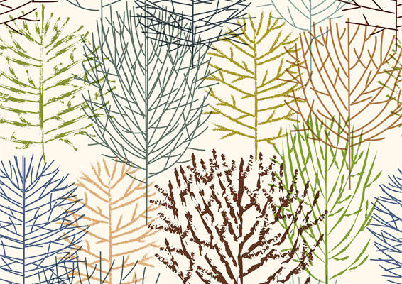 自然灵感：多彩松针图案服装印花面料