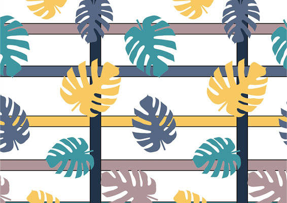 热带风情棕榈叶图案服装印花面料设计