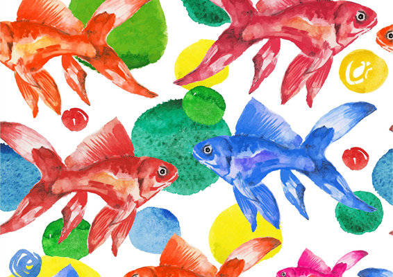 活力四射的彩色金鱼面料印花，打造夏日清新服装