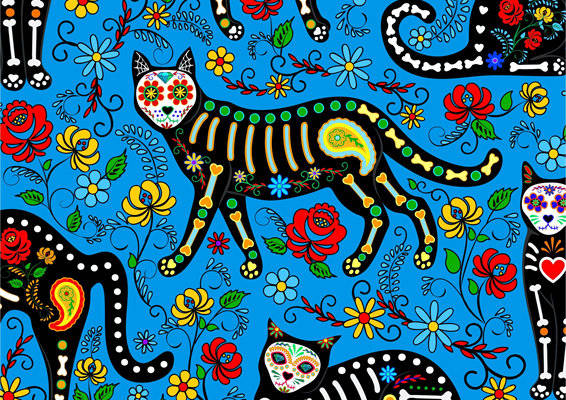 时尚猫咪图案服装印花面料:色彩斑斓的艺术之作