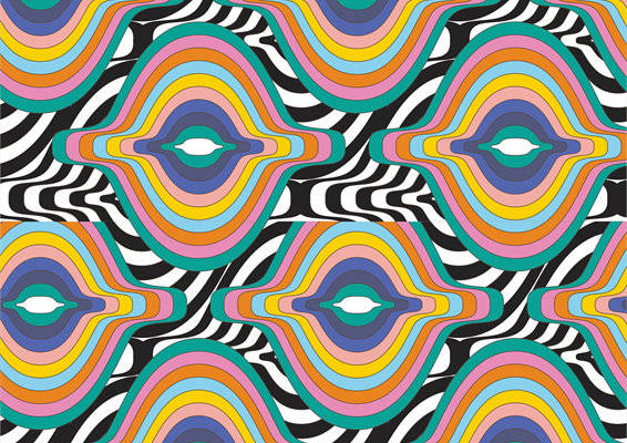 时尚多彩服装印花:彩虹波浪与斑马纹的完美融合