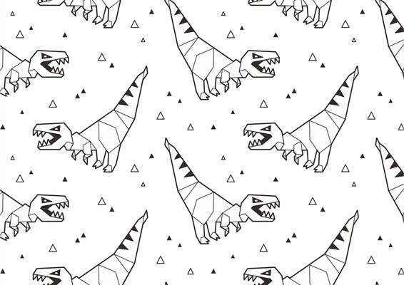 创意几何恐龙图案服装印花面料设计