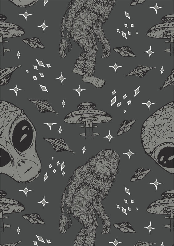 探索宇宙奥秘：大猩猩与外星飞船的时尚服装印花
