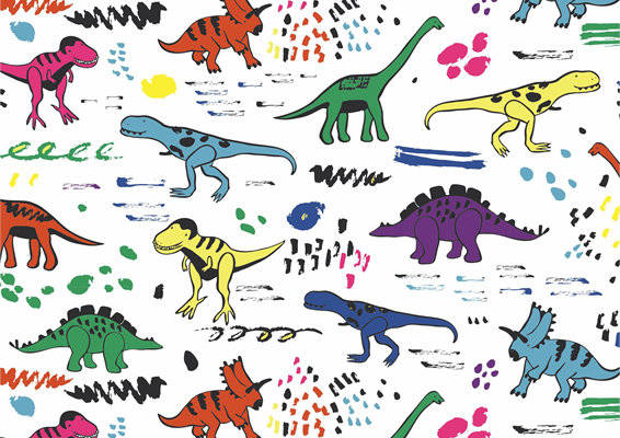 多彩恐龙图案面料印花，儿童服装印花的理想选择