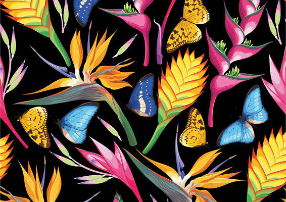 热带风情蝴蝶花卉面料印花，点亮你的夏日服装