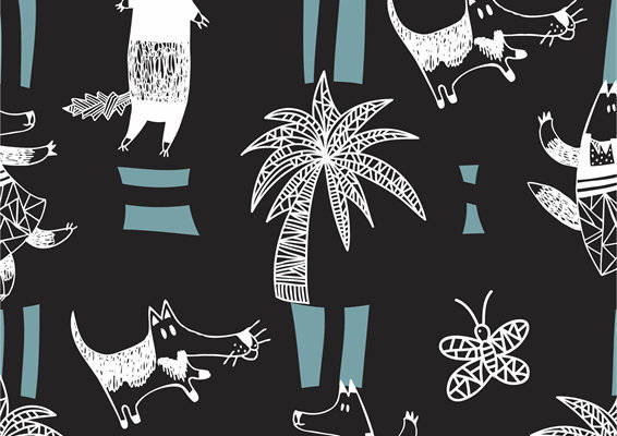 几何风格动物与植物图案面料印花服装印花设计