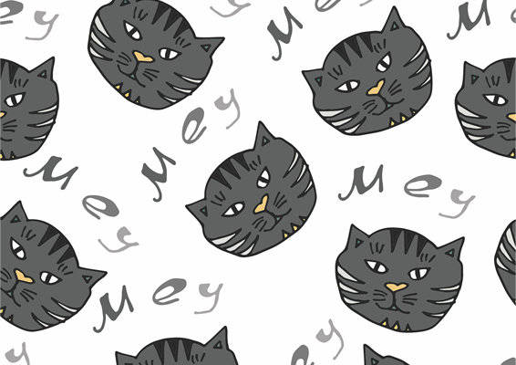 可爱猫咪图案面料印花，打造时尚个性服装印花