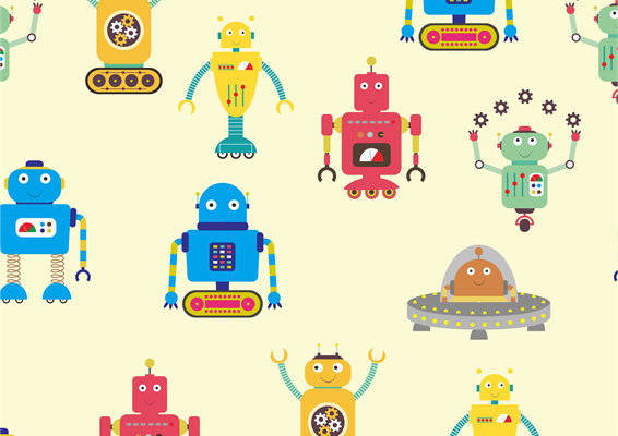 探索未来:可爱机器人服装印花设计