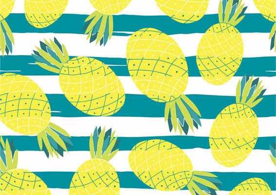 夏日清新菠萝条纹服装印花面料设计