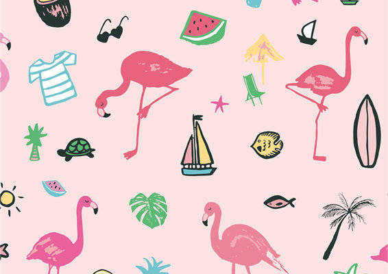 夏日风情火烈鸟主题面料印花，打造清新服装印花风格