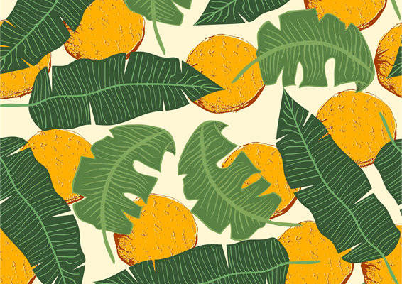 清新柠檬绿叶图案服装印花面料，夏日必备时尚选择