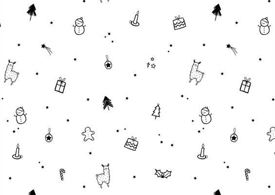 冬季节日主题服装印花面料设计：圣诞老人与羊驼