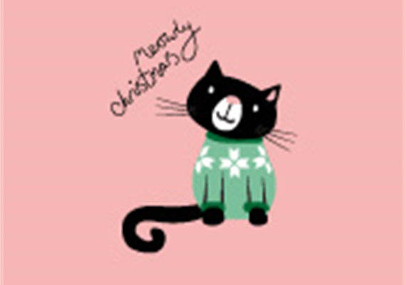 可爱猫咪圣诞服装印花面料设计