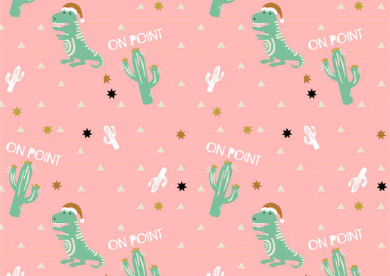 清新可爱恐龙与仙人掌图案服装印花面料设计