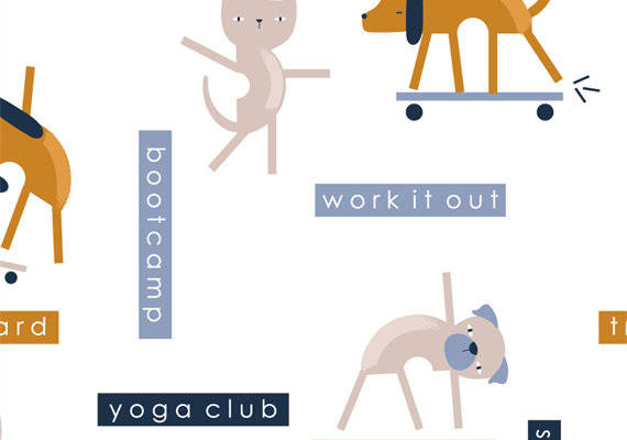 活力四射的宠物运动主题服装印花设计