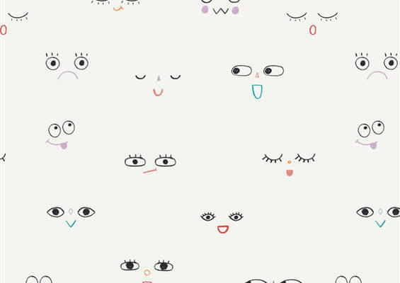 趣味卡通面孔图案面料印花，打造个性服装印花设计