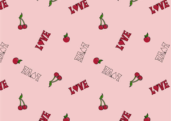 甜美樱桃与爱语交织的面料印花服装