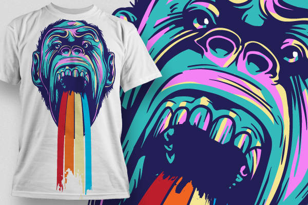 炫彩大猩猩裁片印花服装，街头潮流新风尚