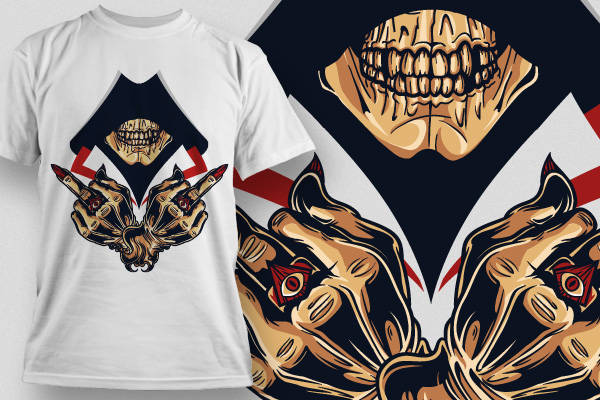 时尚街头风骷髅与狮子裁片印花服装印花设计