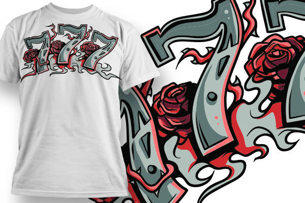 街头风格玫瑰与字母裁片印花服装印花设计