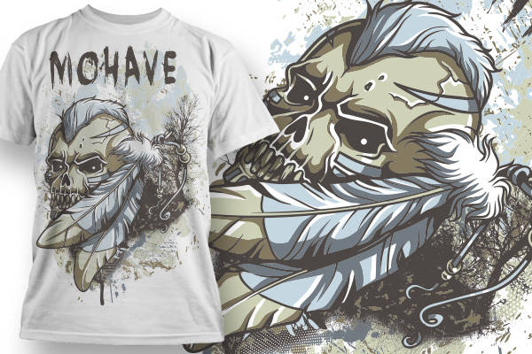 独特莫哈韦风格骷髅羽毛裁片印花服装