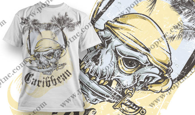 加勒比海盗风格服装印花:骷髅头与海盗帽的完美结合