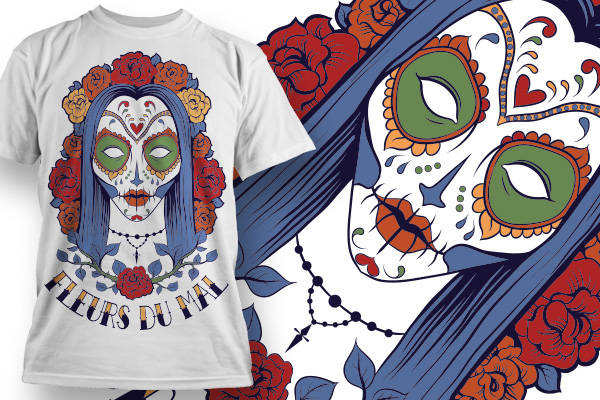 探索神秘与美丽的结合：骷髅与花卉裁片印花服装