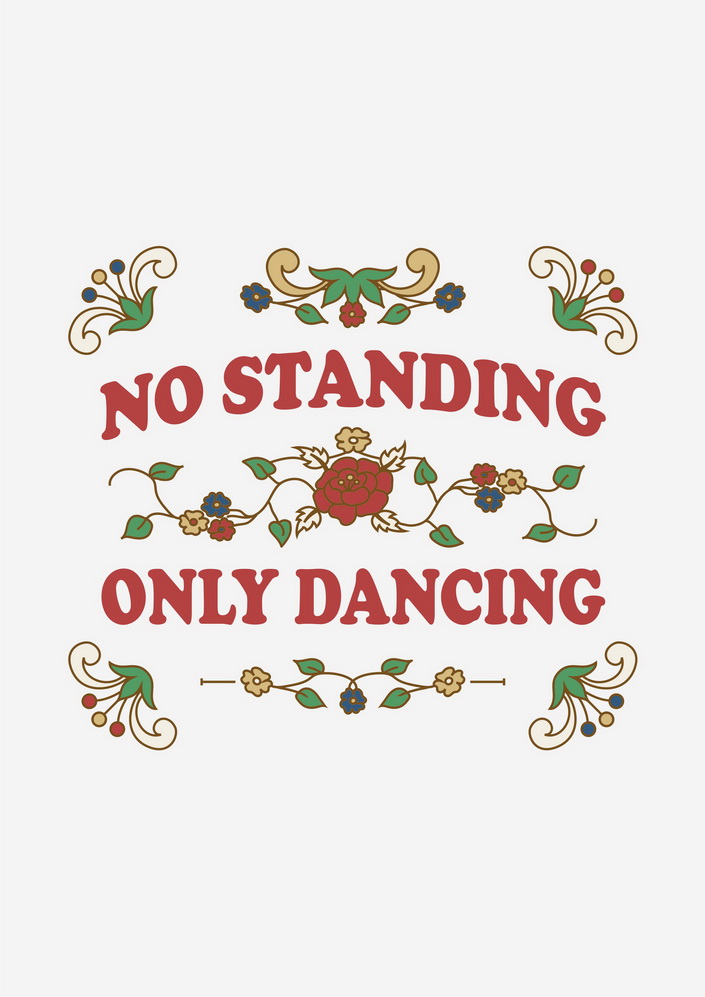 活力四射的服装印花设计：'No Standing Only Dancing'裁片印花