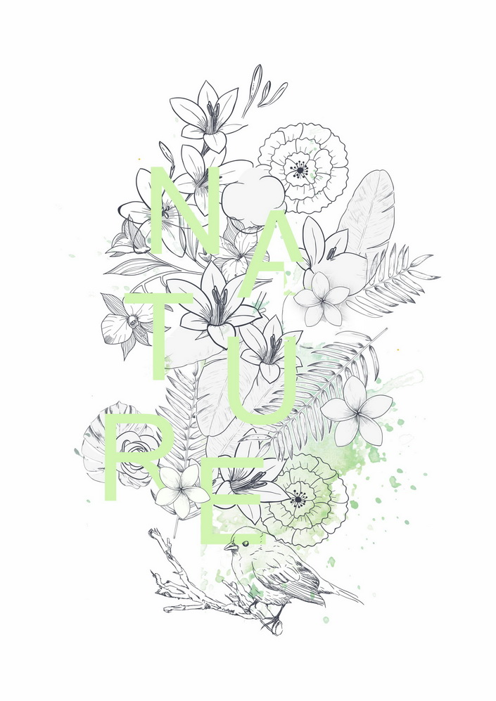 自然之美：清新花卉与小鸟裁片服装印花设计