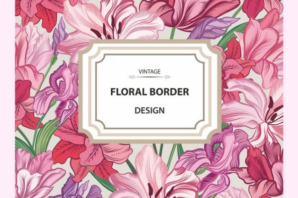 复古风格花卉边框裁片印花服装印花设计