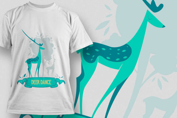 清新自然风鹿舞主题裁片印花服装印花设计