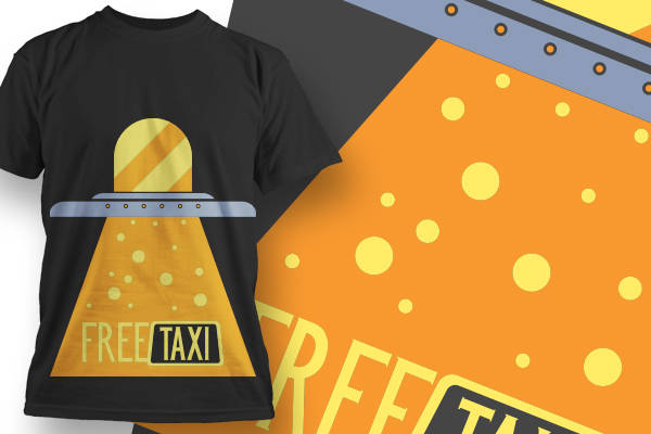 创意裁片印花服装：趣味'免费出租车'主题印花T恤